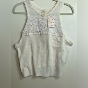 NWT We the Free/FP Window Crochet Bohemian Tank Top Sleeveless Ivory sz M